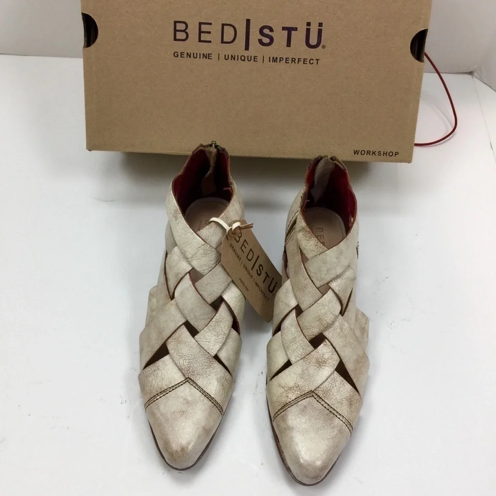 Bed Stu Brittany Sandals Braided Nectar Lux White Tan